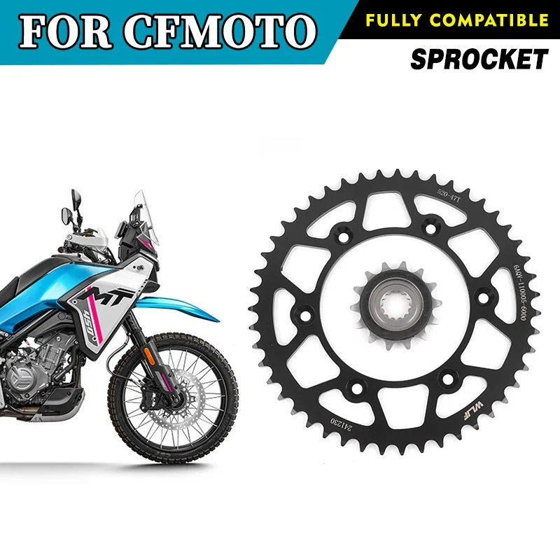 Motorcycle Parts Chain - CFMOTO 450MT用、47歯のチェーンスプロケット（大・小）、CF Moto 450 MT用チェーンディスク、チェーンホイール、バイク用純正部品。