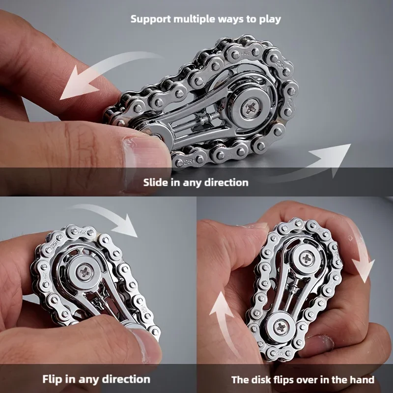 Chain Sprocket Set - 新しいスプロケット付きフライホイール、指先で回せるジャイロ、ストレス解消・不安軽減に役立つ金属製の自転車チェーン型EDCスピナー、大人向けのフィジェットトイ、2026年モデル。