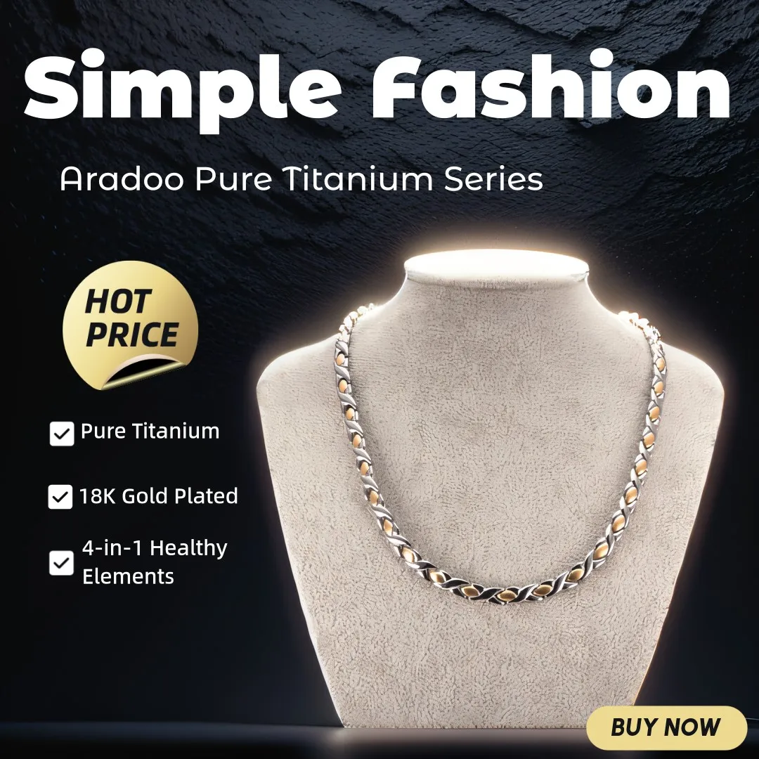 Aradoo-チタンとステンレス鋼のネックレス,純粋な磁気療 - Ansi Chain のレビューと価格